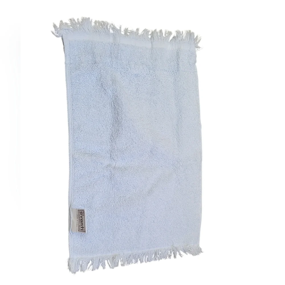 Vintage 1978 The Avanti Look Blue Bath Towel Floral Lace Bow